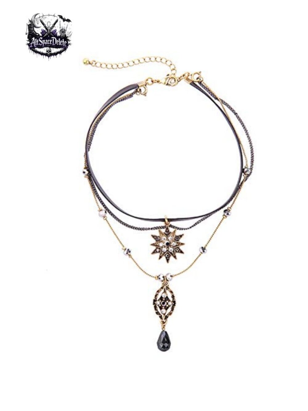 Casvno Women's Layered Star Pendant Choker Necklace with Rhinestone Accents